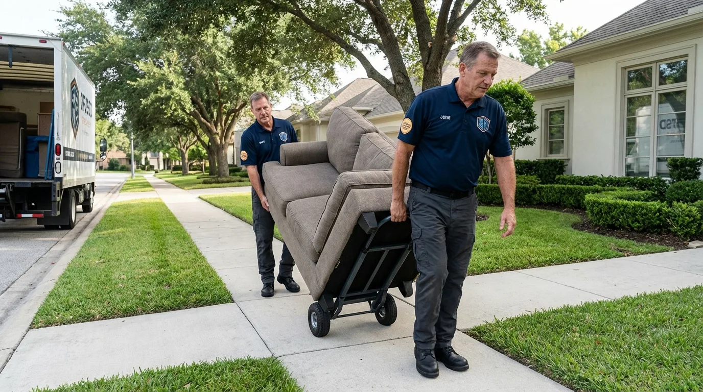 Local residential moving crew loading furniture in Tewksbury, MA